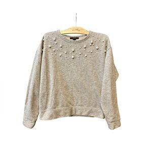 Forever 21 Heather Gray crewneck with Pearl embellishment